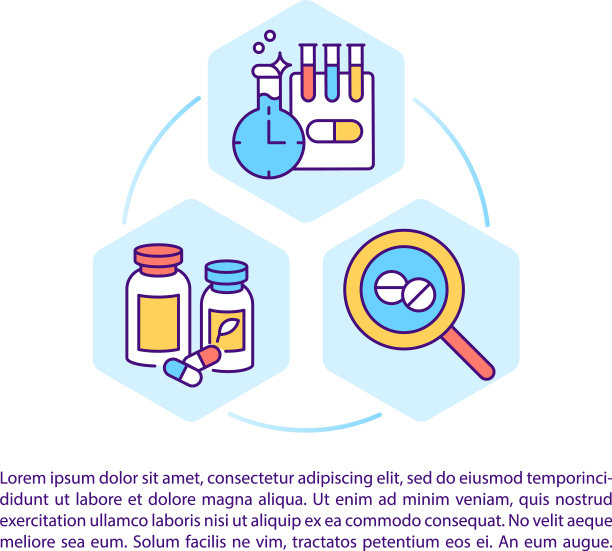新药开发概念线图标与文本图片下载