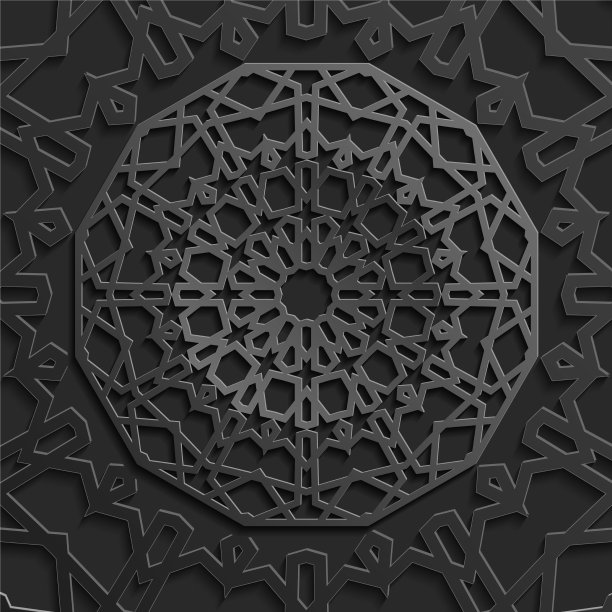 黑色伊斯兰图案几何背景图片下载