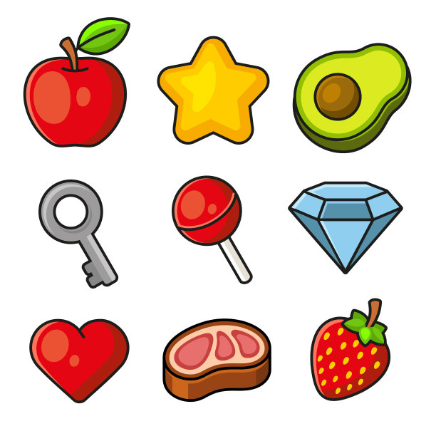 简单的对象图标设置在白色背景上图片下载