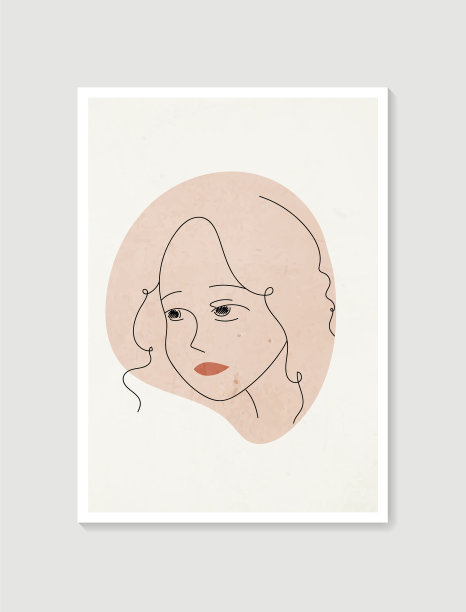 线条女性肖像抽象美学图片下载