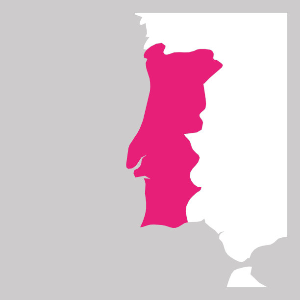 葡萄牙地图上的邻居用粉色标出图片下载