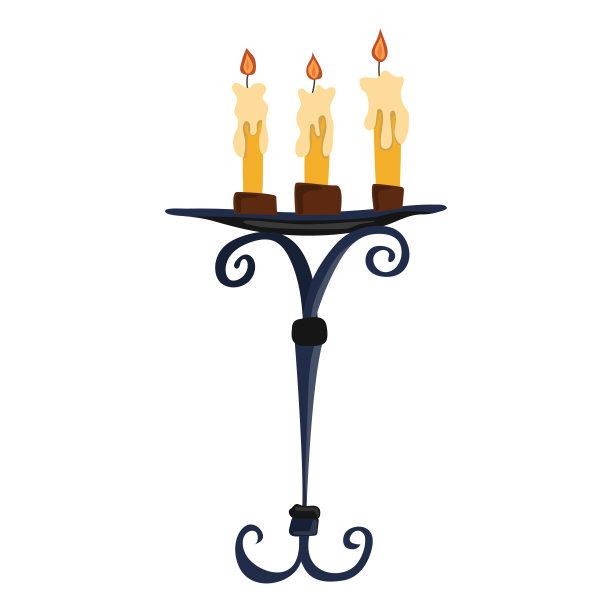 烛台上燃烧的蜡烛。万圣节快乐的假期。恐怖之夜的装饰。向量的卡通插图图片下载