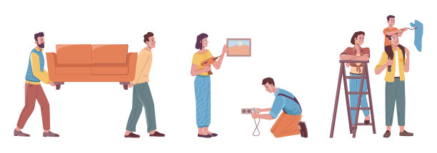 家居维修用电工程粉刷墙沙发图片下载