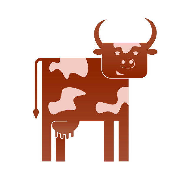 可爱的家牛图标孤立上透明图片下载