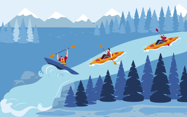 皮划艇水上活动旅游极限运动河道图片下载