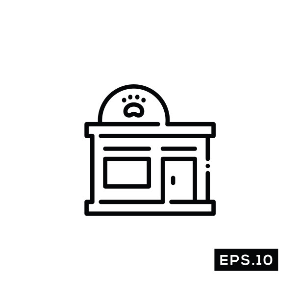 宠物店线图标宠物店图标或标志图片下载