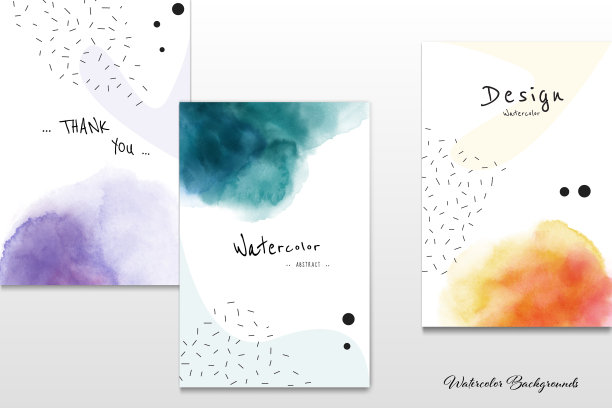 用彩色的污渍设置创意卡片图片下载