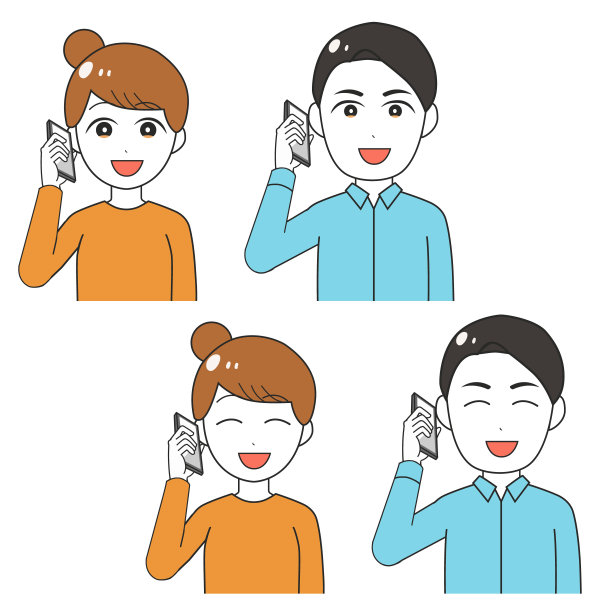 用智能手机打电话的男人和女人图片下载