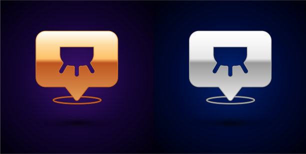 金色和银色的乳房图标孤立在黑色图片下载