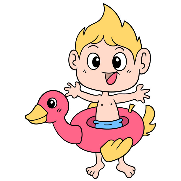 一个男孩正在用轮胎涂鸦玩游泳图片下载