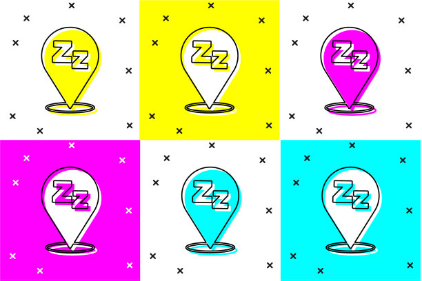 设置休眠图标孤立的颜色背景图片下载