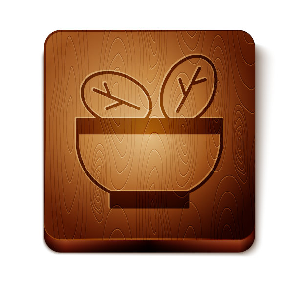 棕色沙拉在碗中图标孤立在白色图片下载