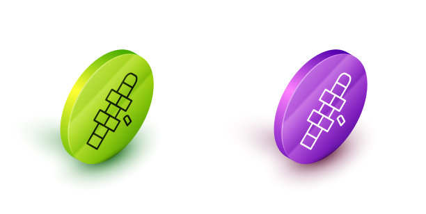 等距线跳房子图标孤立在白色图片下载