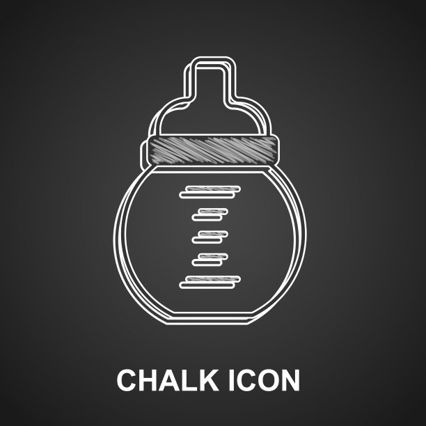 粉笔bamilk在一个瓶子图标孤立在黑色图片下载