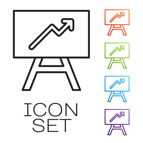 带图表图标的黑线板隔离在图表上图片下载