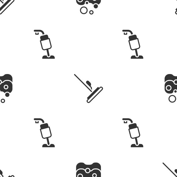 将海绵拖把和吸尘器设置为无缝图片下载