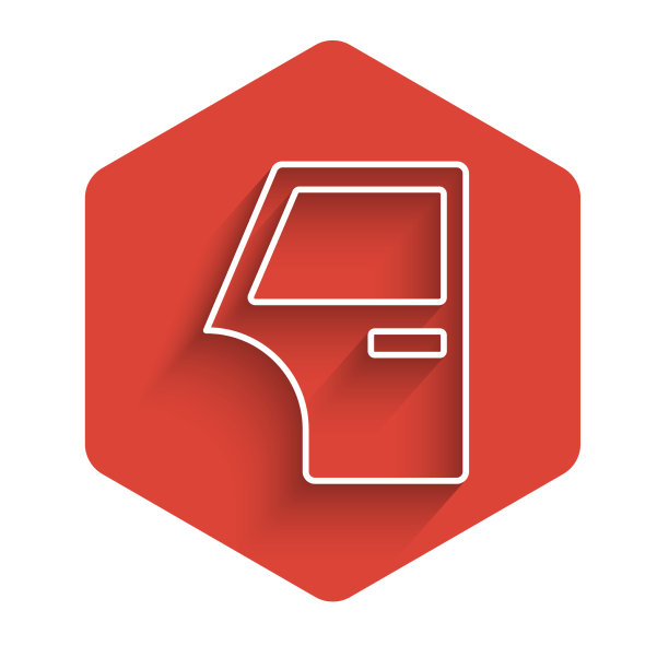 白色线车门图标孤立与长影子图片下载