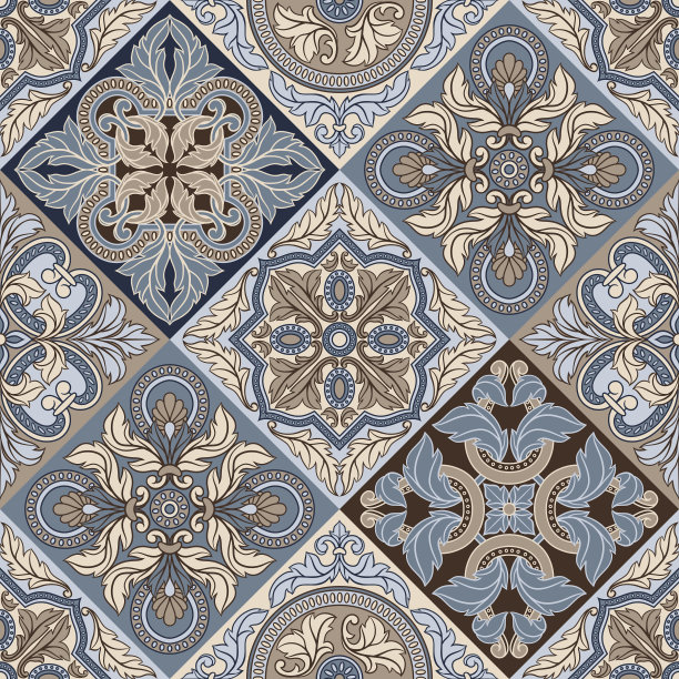 葡萄牙阿祖莱霍瓷砖无缝图案图片下载