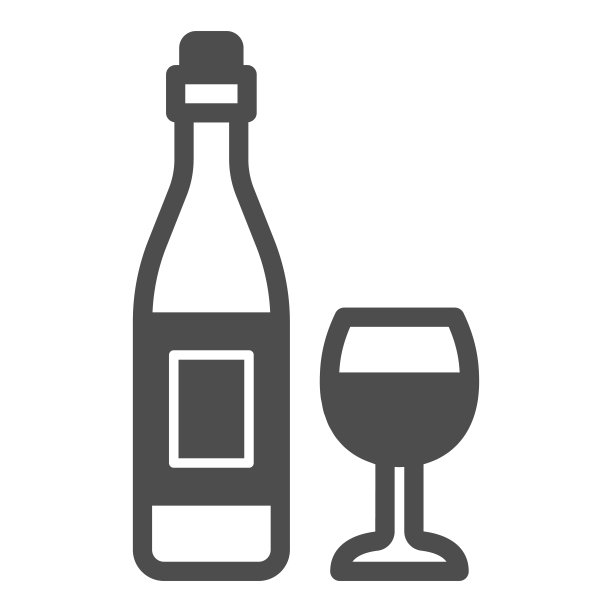 酒瓶葡萄酒和玻璃固体图标，酒厂概念，酒精饮料和葡萄酒杯矢量标志上的白色背景，象形风格的图标为移动概念和网页设计。矢量图形。图片下载