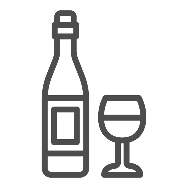 酒瓶葡萄酒和玻璃线图标，酒厂概念，酒精饮料和葡萄酒杯矢量标志上的白色背景，轮廓风格图标的移动概念和网页设计。矢量图形。图片下载