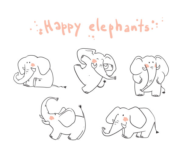 小象快乐的玩线图片下载