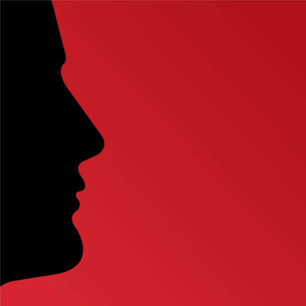黑人男性侧面剪影说话的字母图片下载