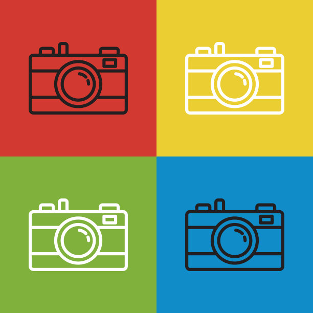 照片相机图标孤立在彩色背景上图片下载