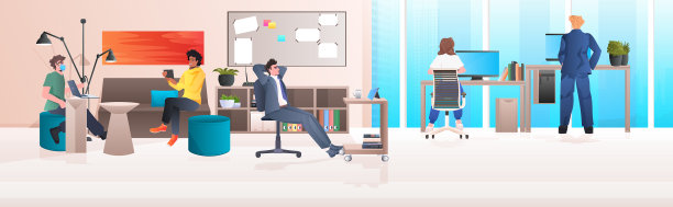 混合种族商务人士在现代办公室工作图片下载