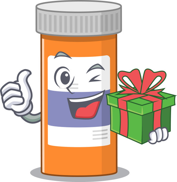卡通药瓶配大礼盒图片下载