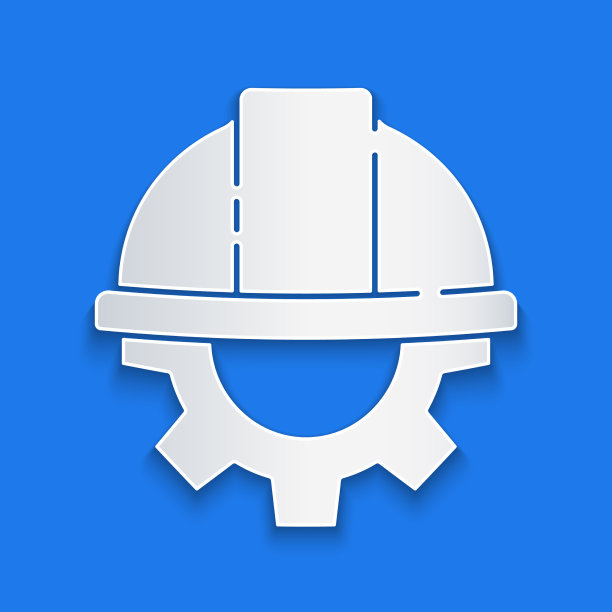 剪纸工人安全帽和齿轮图标图片下载