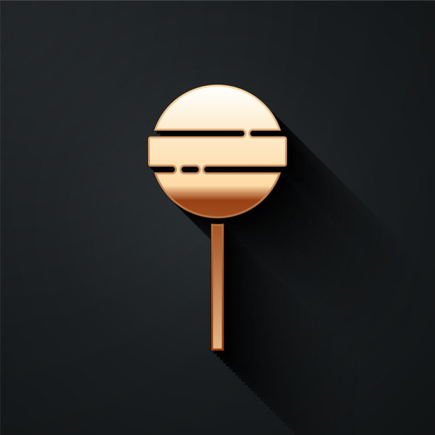 金色棒棒糖图标孤立在黑色背景图片下载