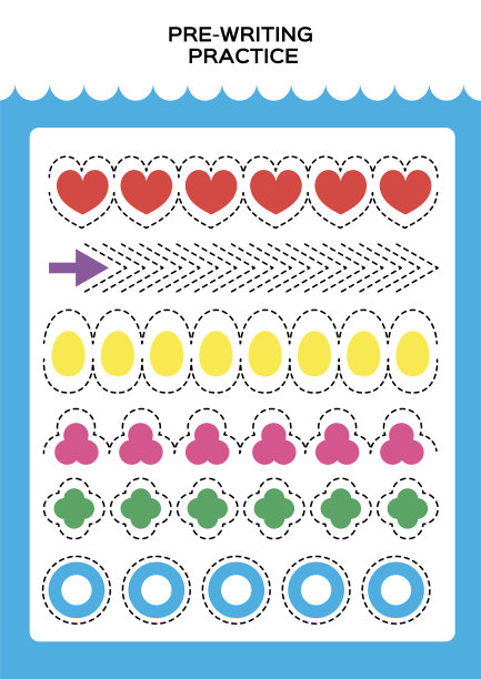 儿童写作前的形状追踪练习图片下载