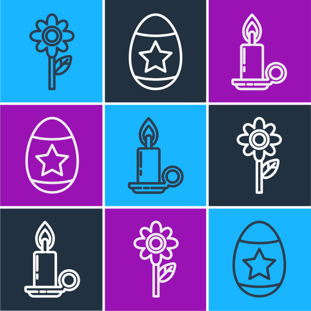 在烛台和烛台上设置行花燃烧蜡烛图片下载