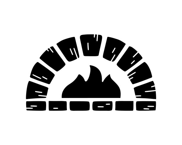 石头烤箱剪影涂鸦图标手绘的图片下载