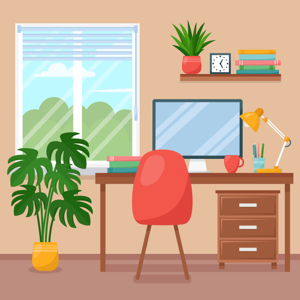 工作场所房间内部的工作柜在家里图片下载