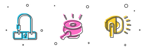 设置自行车锁铃和车灯图标图片下载