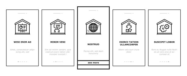 家庭培训课程上的图标集图片下载