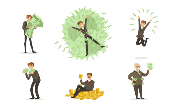 快乐的富人设置富有的商人图片下载