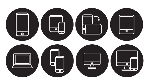 黑白设备图标设置图片下载