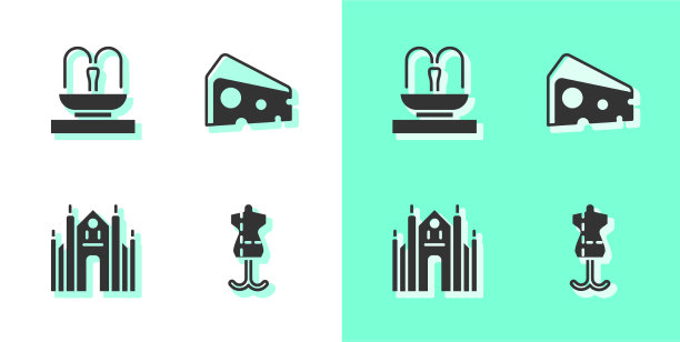 设置人体模型喷泉，米兰大教堂和图片下载