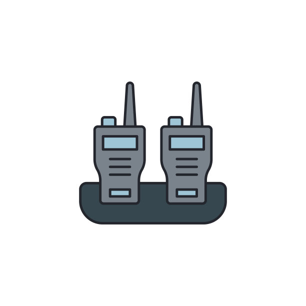对讲机轮廓图标线性风格标志图片下载
