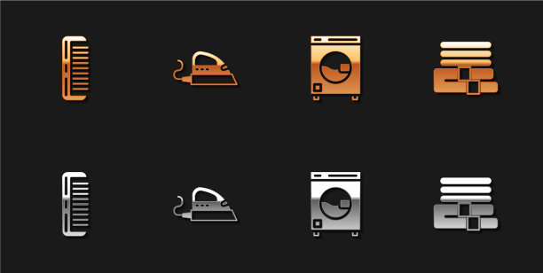 设置发刷、电熨斗、洗衣机和毛巾图片下载