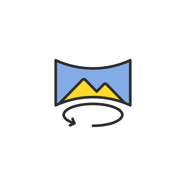 全景视图模式轮廓图标线性风格标志图片下载