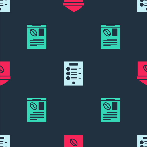 装袋咖啡豆，咖啡菜单和报纸图片下载