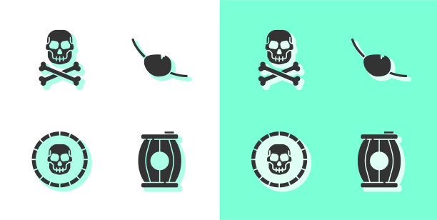 把火药桶骷髅放在交叉骨头海盗身上图片下载