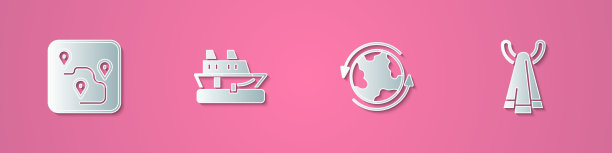 设定剪纸路线定位游轮图片下载