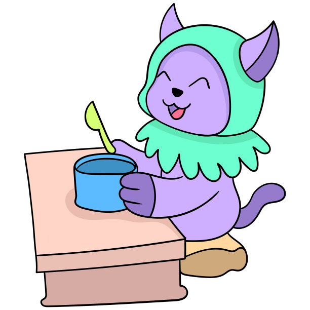 穆斯林猫女正在吃开斋饭涂鸦图标图片下载