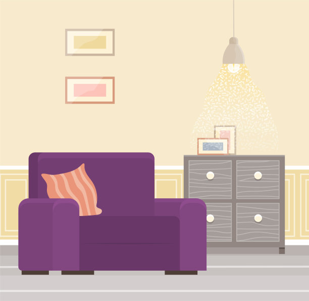 复古淡紫色扶手椅客厅图片下载