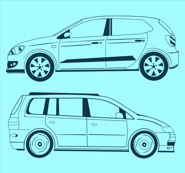 轮廓轮廓风格的视图车在蓝色图片下载