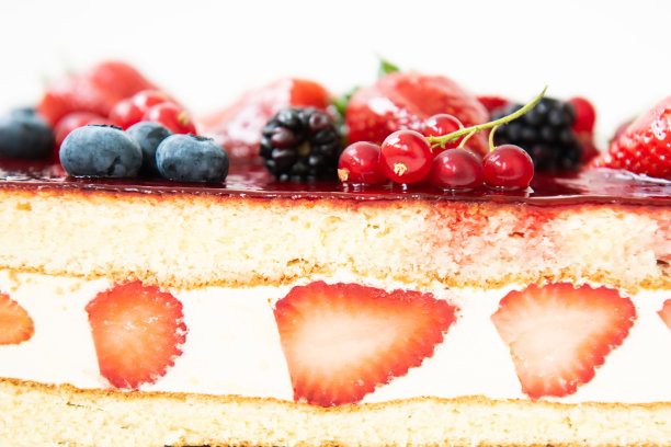 小菜一碟。草莓片浆果蛋糕。图片下载